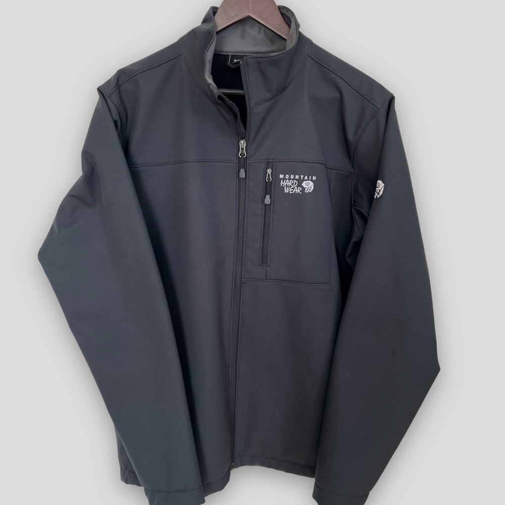 MOUNTAIN HARDWEAR Men's Full Zip Soft Shell Lined Black Jacket, Sz L EXCELLENT